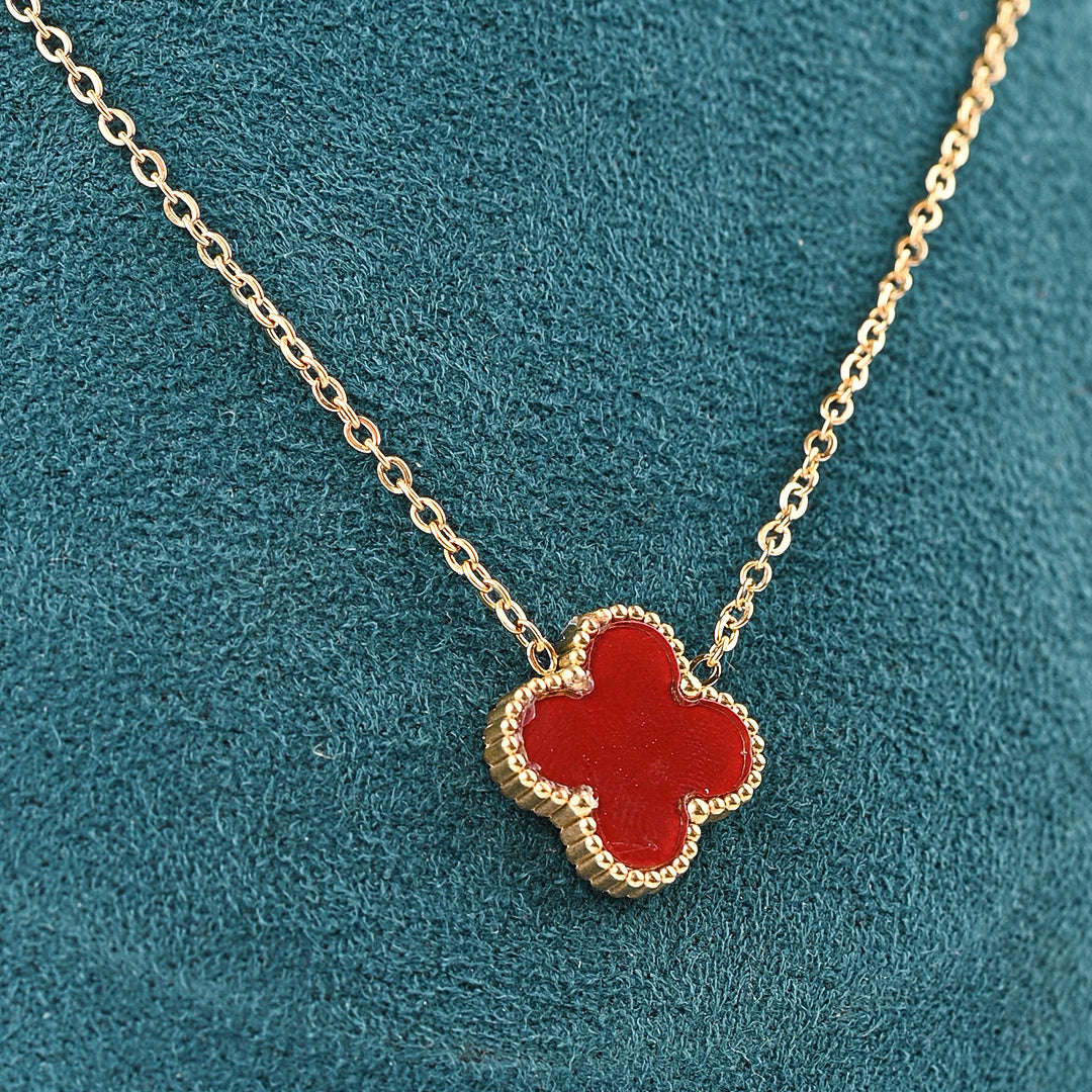 CZ-355 | Red Clover Necklace